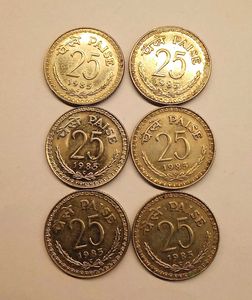 6 Pcs Of 25 Paise For Sale