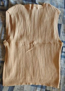 Ribbed V-Neck Sleeveless Sweater Vest