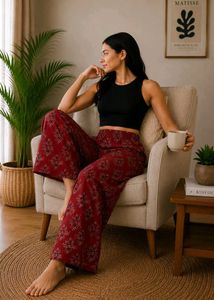 Rust cotton palazzo pants