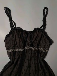 Sheer Black Heart Print Babydoll Nightie
