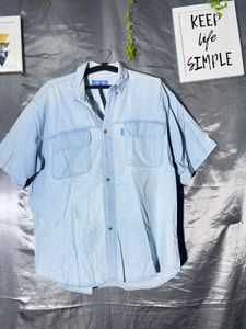 Light Wash Denim Short Sleeve Shirt