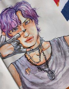 (COMBO Ateez seonghwa hand-painted + star keychain