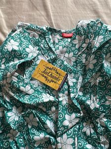 Cotton Open Gown with Belt
