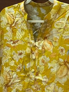 Yellow Floral Print Kurta