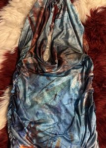 Unique Ruched Halter Dress