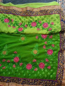 beautiful light &amp; dark shades green georgette sare