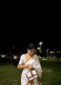 Elegant White mekhela chador