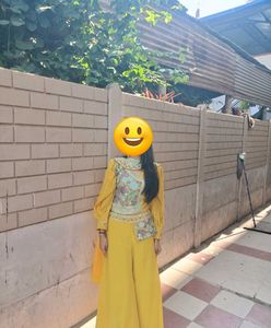 Yellow Indo-western Set with Embellished Top