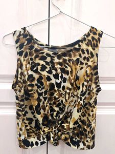 Leopard Print Front Tie Top