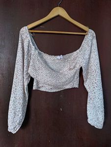 Floral Smocked Cropped Top