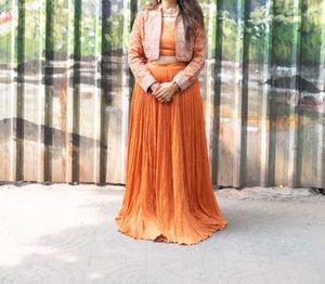 Orange Embroidered Lehenga Choli Set
