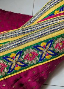 Vibrant Pink Embroidered Saree