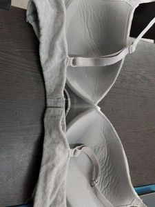 Comfortable Grey Lace Trim Bra