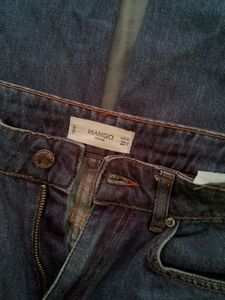 MANGO High Waisted Wide Leg Blue Jeans