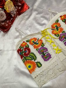 Embroidered Floral Corset Top