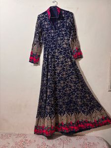 Elegant Navy Embroidered Gown.
