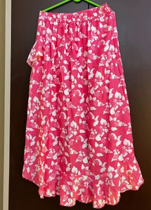 Chic Floral Print Ruffle Skirt