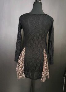 Black Lace Floral Insert Mini Dress