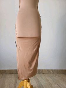 Minimalist Nude Spaghetti Strap Midi Dress