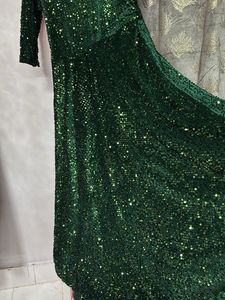 bottle green micro velvet gown