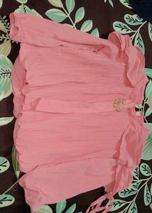 Elegant Pink Pleated Blouse