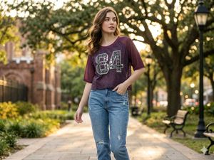 Trendy Purple Lace Crop Top with '84' Patch