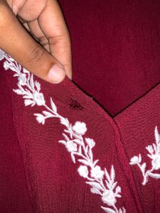 maroon embroidered  Top