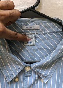 Old Navy Pin Stripe Button Down Blue Shirt.