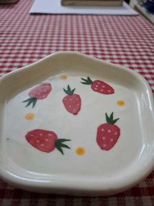 Ceramic Strawberry-print Coaster