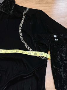 Elegant Black Velvet Embellished Shirt