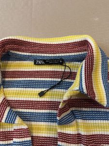 Classic striped multi color zara crop top