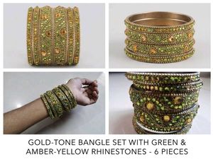Gold-Tone Rhinestone Bangle Set
