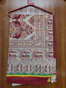 Traditional Gujarati Applique and threadwork Saree