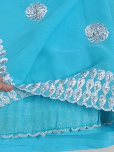 Elegant Sky Blue Embroidered Saree