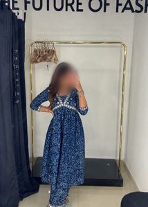 SALE - Blue Printed Ethnic Kurti With Pants