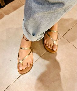 Hype Gold Strappy Flat Sandals