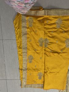 Vibrant Golden Yellow Silk Saree with Blouse