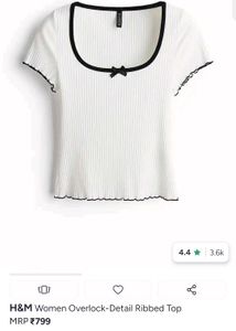 Ribbed Crop Top with Black Trim