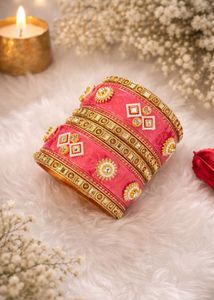 Elegant Pink Bangle Set ( size - 2.6)