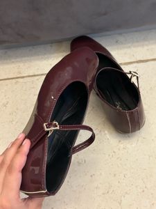 Elegant Burgundy Patent Mary Jane Flats for Women