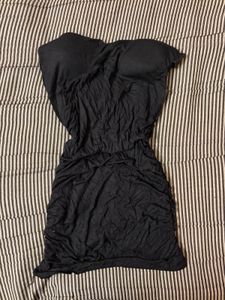 Black Strapless Ruched Dress