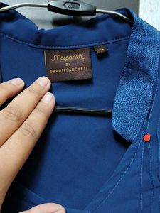 Stylish Blue Button-Up Tunic Top