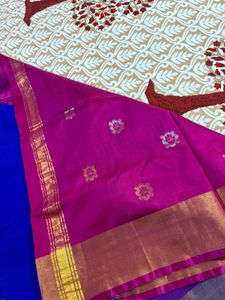 Vibrant Blue &amp; Purple Silk Saree