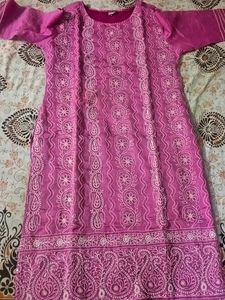 Size Xl Pink Thread Beautiful Embroidered Kurta