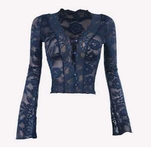 Sheer Lace Long Sleeve Top from Savana XS