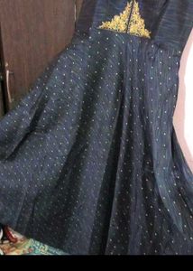 bust 40 Elegant Navy Blue Ethnic Gown