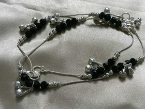 Stunning Black Crystal Anklets with bells