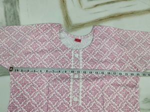 Pink &amp; White Printed Kurta Set