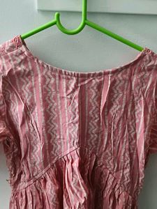 Peach Printed Kurta Dress