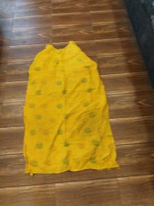 Yellow Kurta with Green Print